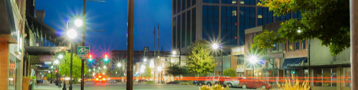 downtown at night